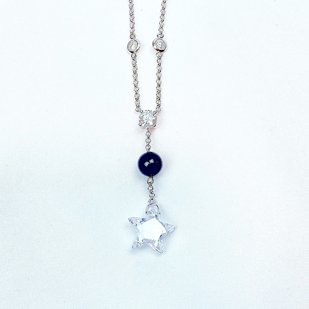 Bundle 3 for $40. Star crystal drop pendant necklace
